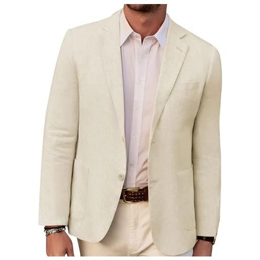 PJ PAUL JONES giacca da uomo casual, slim fit, in lino, leggera, con 2 bottoni, sporty slim fit leisure blazer, azzurro, l