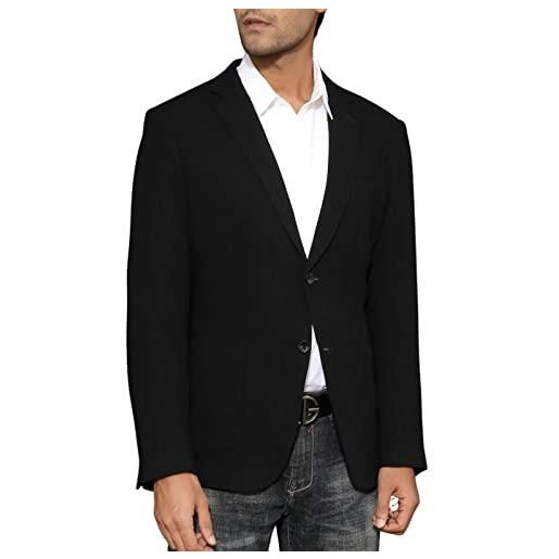 PJ PAUL JONES giacca da uomo casual, slim fit, in lino, leggera, con 2 bottoni, sporty slim fit leisure blazer, nero , m
