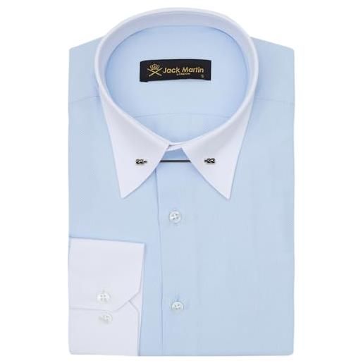 Jack Martin London jack martin - camicia oxford con colletto a spilla - camicie formali slim fit per uomo (rosa, s)