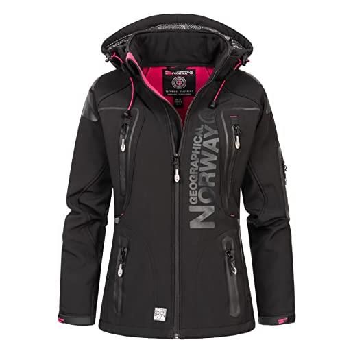 Geographical Norway - giacca da donna in softshell, con cappuccio rimovibile nero s