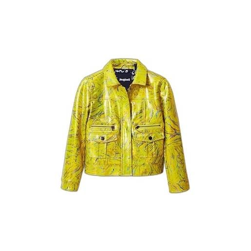 Desigual chaq_memphis, 8000 amarillo fluor cappotto pu, yellow, xs da donna