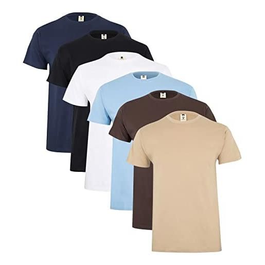 Genérico confezione da 6 magliette a maniche corte in cotone 100% , colori assortiti, 190 grammi, girocollo - t-shirt da uomo in cotone da uomo. , colori assortiti scuro, xxl