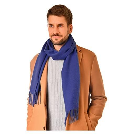 MayTree - sciarpa uomo/donna 100% cashmere, sciarpa uomo/sciarpa cachemire, sciarpa lana unisex in diversi colori 180 x 30 cm blu jeans