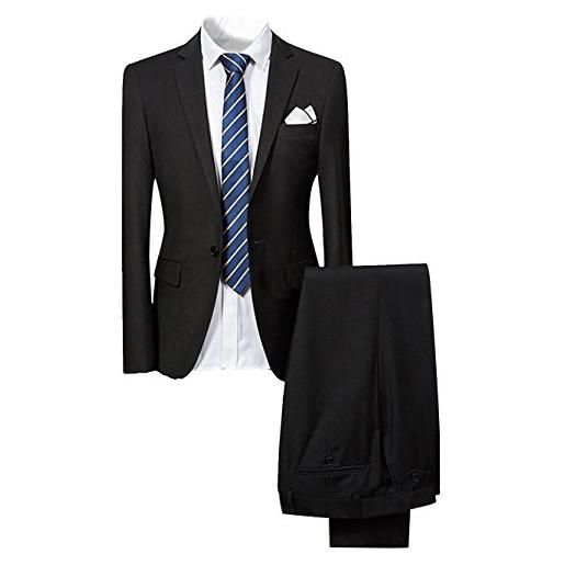 Allthemen abito da uomo in 2 pezzi blazer da smoking e pantaloni giacca monopetto con un bottone suit formale da lavoro business nero xxl