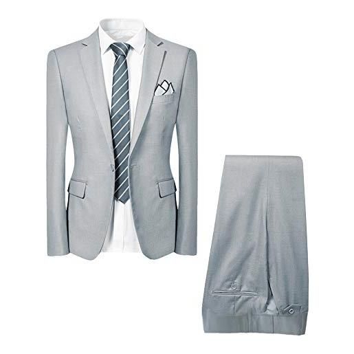 Allthemen abito da uomo in 2 pezzi blazer da smoking e pantaloni giacca monopetto con un bottone suit formale da lavoro business grigio xxl