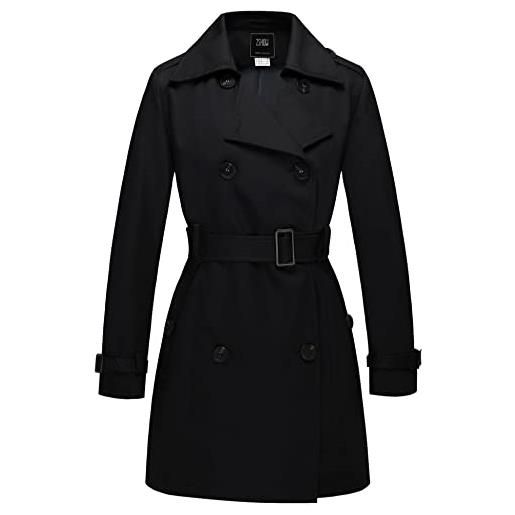 Wantdo cappotto antivento doppiopetto autunnale trench casual con cintura parka elegante media lunghezza giacca bavero vintage donna cachi 48