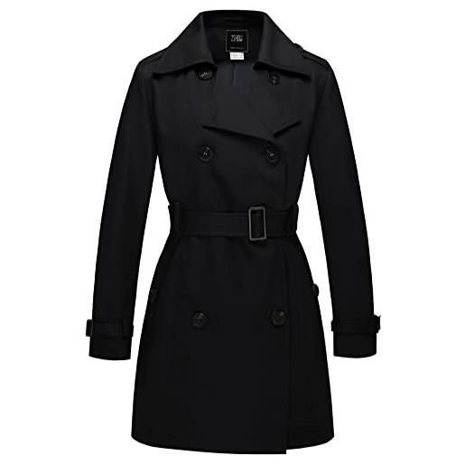 Cappotto Donna Invernale In Misto Lana Con Collo In Pelliccia Sintetica, Trench Doppiopetto Con Cintura, Autunno Inverno