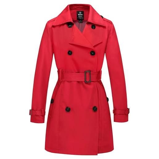 Wantdo cappotto antivento doppiopetto autunnale trench casual con cintura parka elegante media lunghezza giacca bavero vintage donna cachi 46