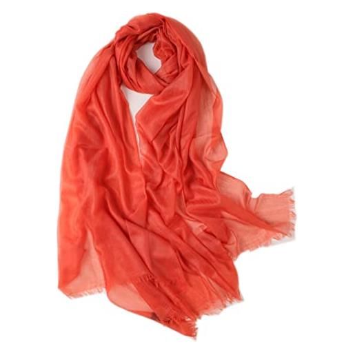 Prettystern pura ring cashmere pashmina sciarpa leggera sottile stola da cachemire lana scialle con frange donna 13. Rosso