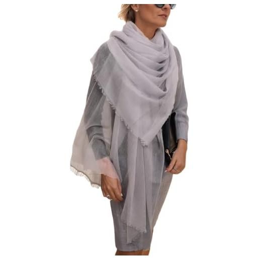 Prettystern pura ring cashmere pashmina sciarpa leggera sottile stola da cachemire lana scialle con frange donna 19. Rosso-marrone