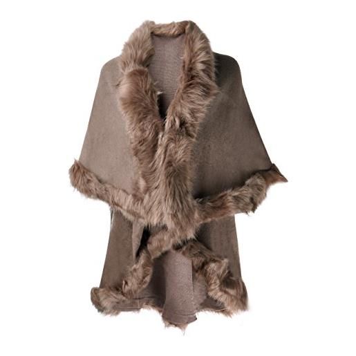 ZLYC donna invernale maglia stola scialle in pelliccia sintetica