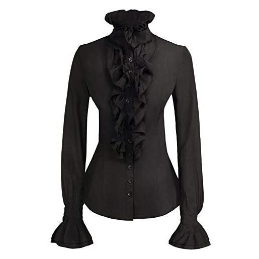 Kate Kasin camicia vittoriana gotica con colletto alla coreana top elegante stile retrò kke2085-1 xxxl