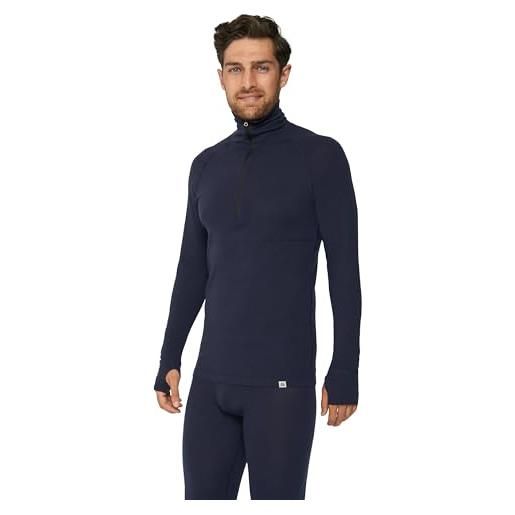 DANISH ENDURANCE maglia termica uomo in lana merino, manica lunga, per sci, trekking, escursionismo, blu scuro, 3xl