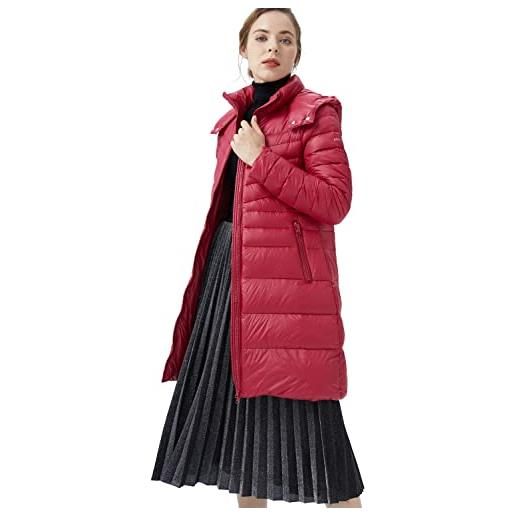 OROLAY piumino slim da donna cappotto lungo invernale con colletto rialzato rosso persiano l