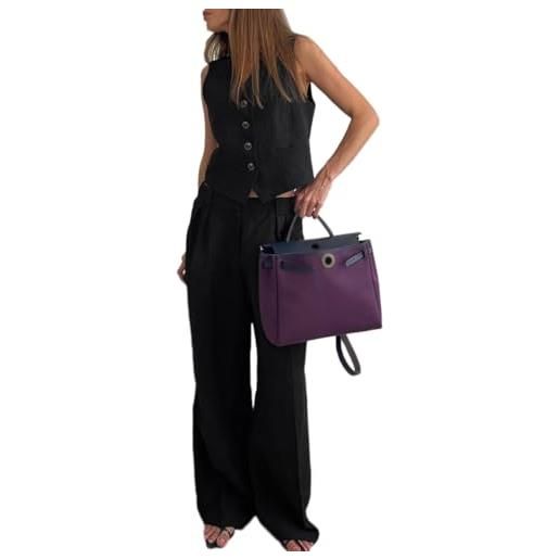 ticticlily tailleur pantalone donna due pezzi gilet blazer scollo v e pantaloncini a vita alta tuta completa tute streetwear abbigliamento casuale tinta unita estate c grigio scuro s