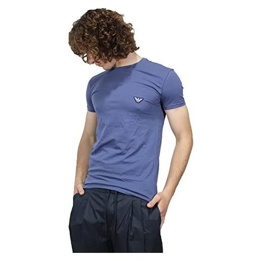 Emporio Armani underwear t-shirt shiny logoband, t-shirt uomo, blu (indigo mood), s