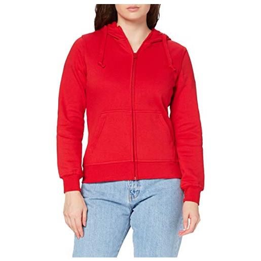 Clique felpa con cappuccio da donna con zip intera, colore: rosso, xl