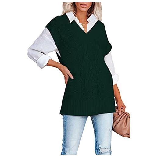 Viottiset donna scollatura a v maglia maglione gilet senza maniche pullover tinta, 2 verde. , xl