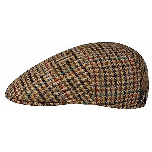 Borsalino coppola ventova check uomo - made in italy cappellino lana cappello piatto con visiera, fodera autunno/inverno - m (56-57 cm) grigio