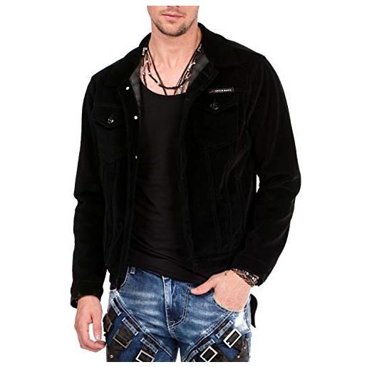 Cipo & Baxx giacca da uomo in jeans per attività all'aria aperta, giacca bomber, nero , l