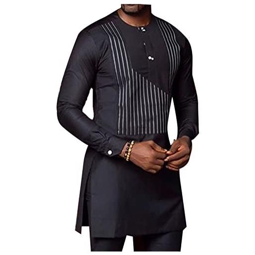 EACH WOMEN camicia lunga da uomo africana girocollo top abbigliamento tradizionale africano top camicia da uomo ankara dashiki plus size