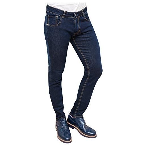 Evoga jeans uomo blu chinos sartoriali denim pantaloni slim fit da 42 a 60 (46, blu lavaggio scuro)