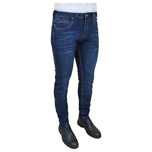 Evoga jeans uomo blu chinos sartoriali denim pantaloni slim fit da 42 a 60 (48, a1 blu lavaggio scuro)