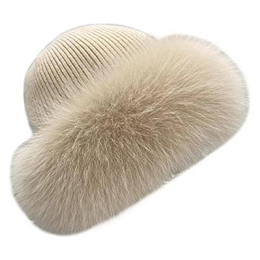Brillabenny - colbacco donna - cappello donna invernale di volpe e visone misto lana e cashmere. Interno in velluto ottima idea regalo donna