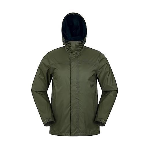 Mountain Warehouse giacca da uomo torrent - cappotto impermeabile, cappotto leggero, capospalla con cuciture nastrate, giacca casual con due tasche con zip - da viaggio verde xxl