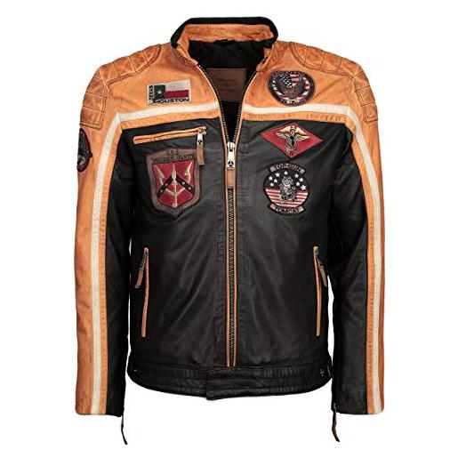 Top Gun giacca in pelle da uomo tgj1005, nero/arancione/bianco, xl