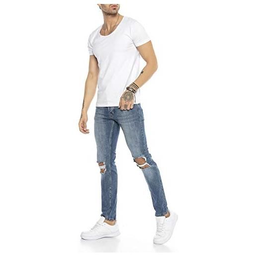 Redbridge jeans da uomo elasticizzati e strappati stile destroyed denim blu w36l32