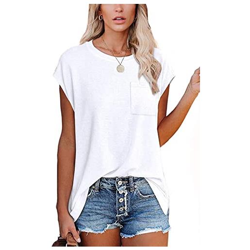 FANGJIN maglietta da donna casual, a maniche lunghe, c025 bianco, m
