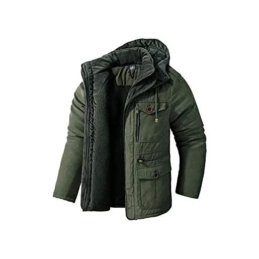 EUSMTD uomo top imbottita spessa caldo giacche da lavoro cappotto giacca trapuntata invernale parka 3256 green xl