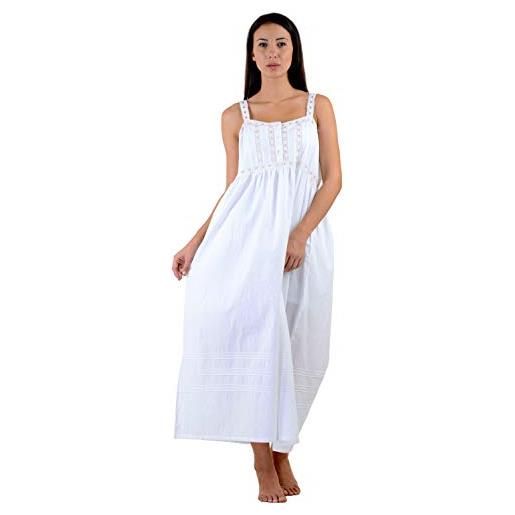 Cotton Lane camicia da notte vintage vittoriana classica in cotone bianco nihgtingales