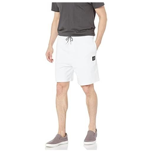 ARMANI EXCHANGE side logo, contrast drawnstrings pantaloncini, bianco, xl uomo