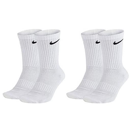 Nike sx4508 - 4 paia di calzini lunghi unisex, colore bianco o nero, bianco