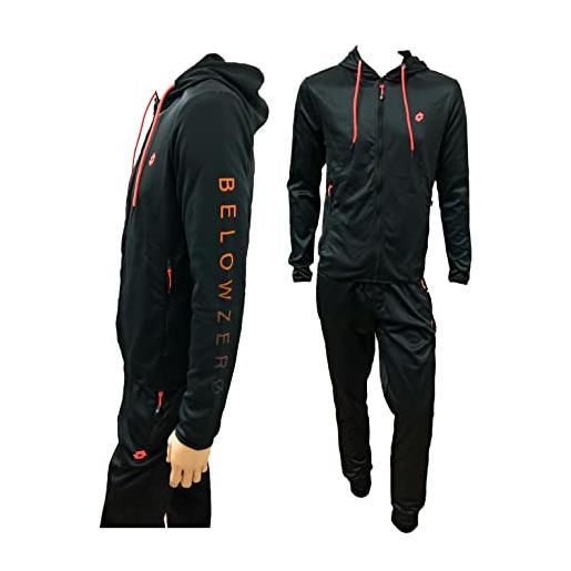 Lotto tuta uomo completa triacetato invernale cappuccio tasche con zip nero xl
