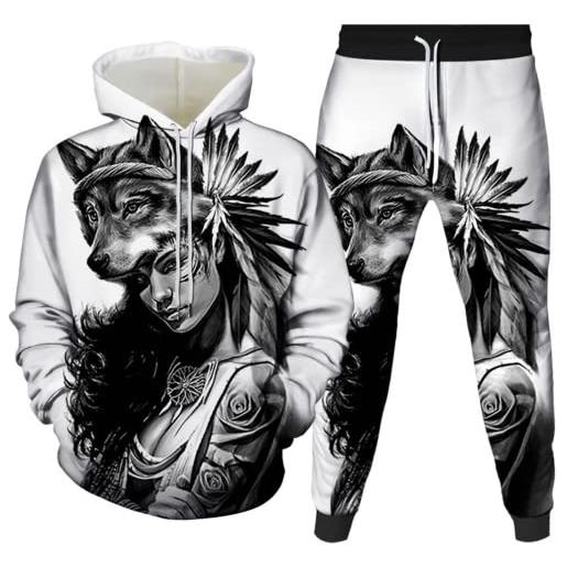 ATZTD tuta sportiva da uomo con lupo tiger activewear calda (lupo 4, xxl)