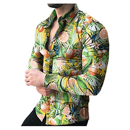 Xmiral camicie camicette top t-shirt uomo casual stampa camicia manica lunga bottone colletto rovesciato top (xl, 13nero)