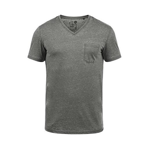 !Solid theon t-shirt a maniche corte maglietta da uomo con collo a v, taglia: m, colore: mid grey (2842)