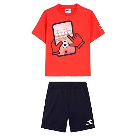 Diadora jb. Set ss playground completo cotone bambino t-shirt pant 102.178252 taglia xl colore principale poppy red