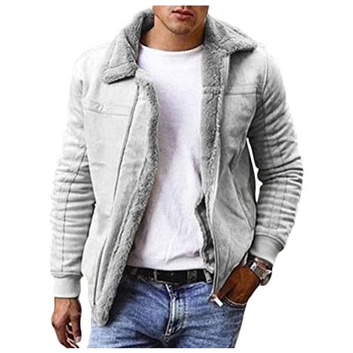 ORANDESIGNE giacca classica giubbotto con zip antivento autunnale giaccone caldo invernale casual tempo libero uomo a albicocca xl