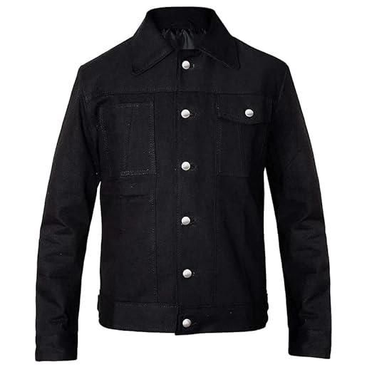 Fashion_First - giacca da uomo yellowstone rip wheeler, in cotone e pelle scamosciata, colore: nero nero xl