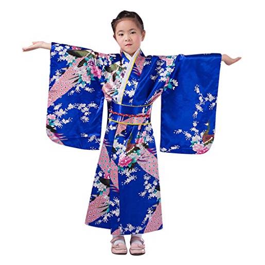 Generic vestito bambina elegante abito tradizionale costume da ragazza giapponese abbigliamento per bambini abiti kimono per bambini abito per bambina e gonna vestito sottoveste (pink, 5-6 anni)