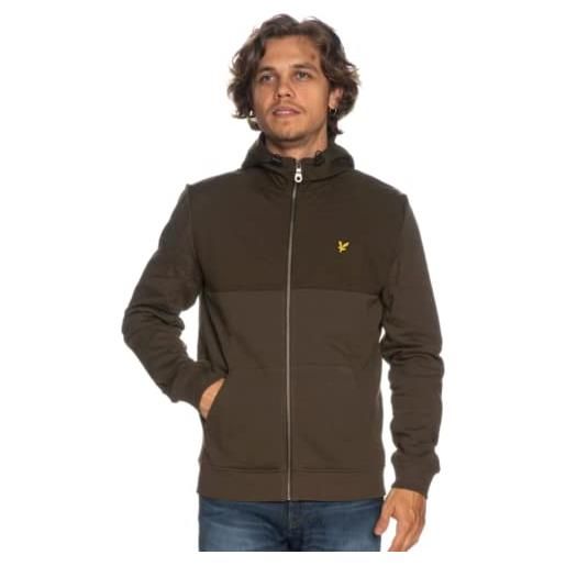 Lyle & Scott uomo felpa con cappuccio e zip in jersey softshell nero corvino xl