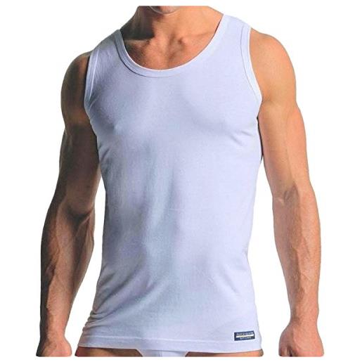 NAVIGARE UNDERWEAR confezione da n 2 canottiere uomo spalla larga taglie calibrate cotone jersey pettinato. Colore bianco 100% cotone