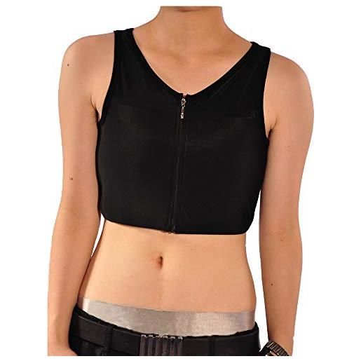 BaronHong women lesbian tomboy zip up tank top vest chest binder stronger bandage(white, xl)