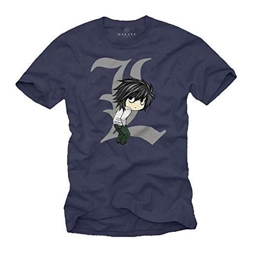 MAKAYA t-shirt uomo nerd - death by ryuk magliette manga anime manica corta note nero xl