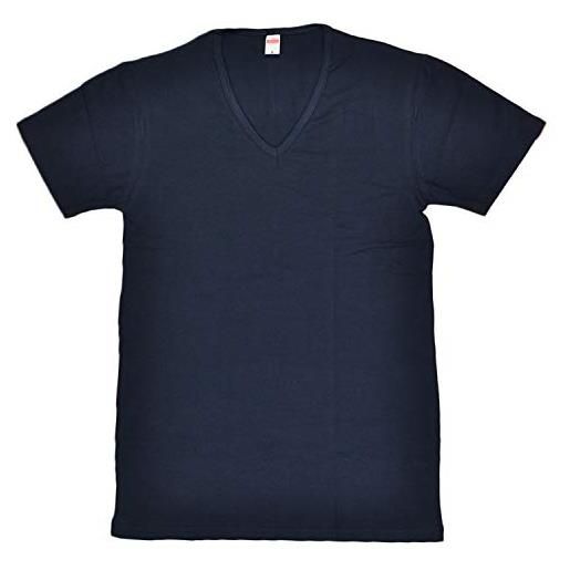 ROSSOPORPORA, set da 3 magliette intime uomo in cotone elasticizzato modello collo a v. Blu xl/6