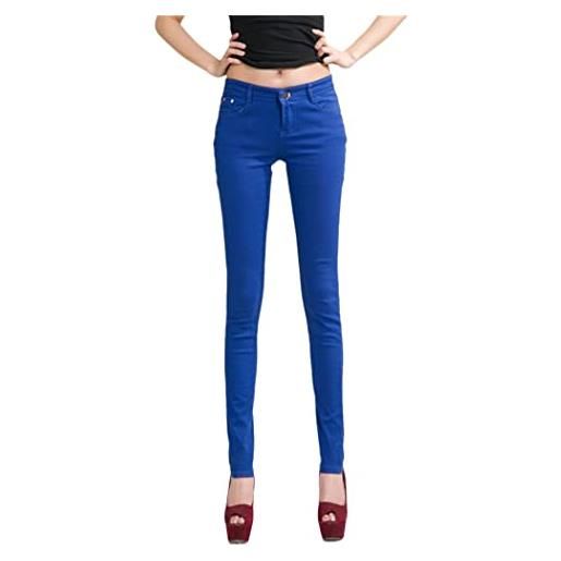 Generic donne elastico matita jeans pantaloni candy colorato metà vita cerniera slim fit skinny full length pantaloni, rosso vinaccia, 56